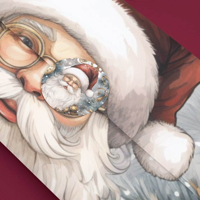 Papier Mousseline Steampunk Santa Claus Horloge Travail et arbres ne (Steampunk Santa Claus tissue paper for the Christmas holidays and grab your round Santa stickers too)