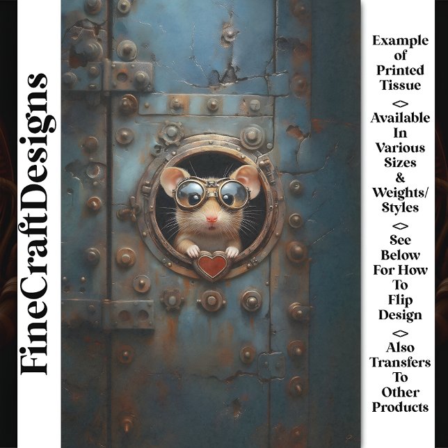Papier Mousseline Steampunk Souris Blanche & Coeur Rouge BQ1 Découpa (Créateur téléchargé)