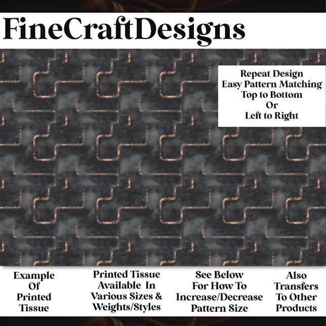 Papier Mousseline Steampunk Steam & Pipes Dark Motif BN7 Decoupage (Créateur téléchargé)