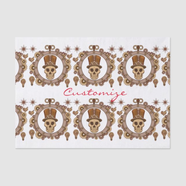 Papier Mousseline Steampunk Thème Top Hat Skull Thunder_Cove (Recto)