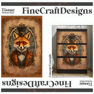 Papier Mousseline Steampunk Victorian Elegant Fox A4R Decoupage