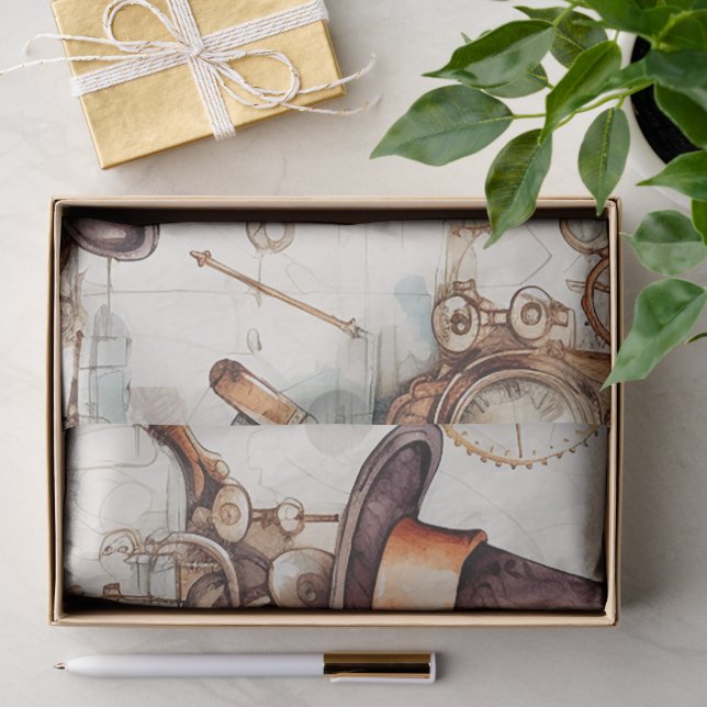 Papier Mousseline Steampunk victorien (Cadeau)