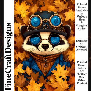 Papier Mousseline Steampunk Whimsy Cute Racoon Automne T2 Découpage
