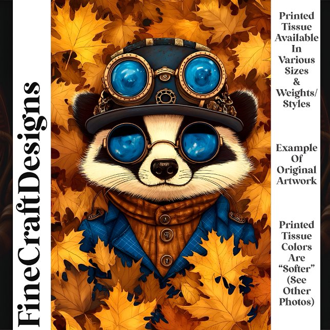 Papier Mousseline Steampunk Whimsy Cute Racoon Automne T2 Découpage (Créateur téléchargé)