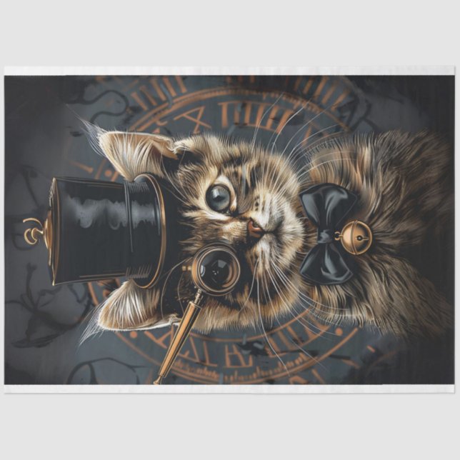Papier Mousseline Steampunk Whiskers Kitten Decoupage (Recto)