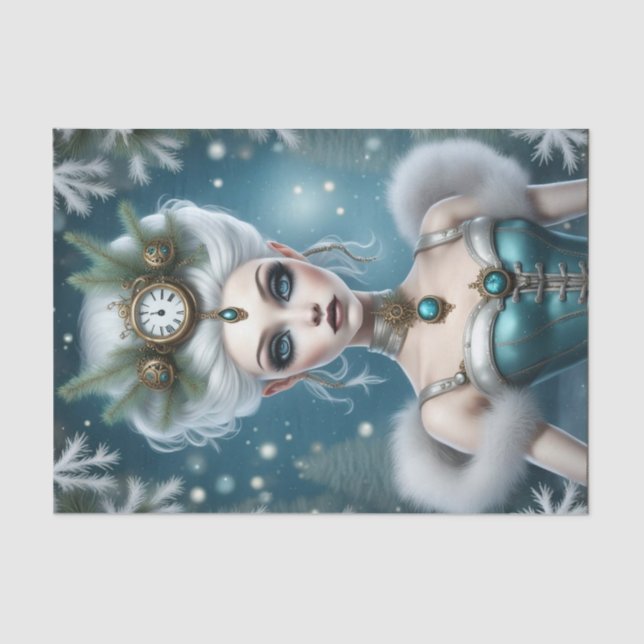 Papier Mousseline Steampunk Winter Goddess Yule découpage papier (Recto)