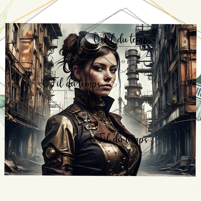 Papier Mousseline Steampunk Woman Decoupage v5 (Créateur téléchargé)