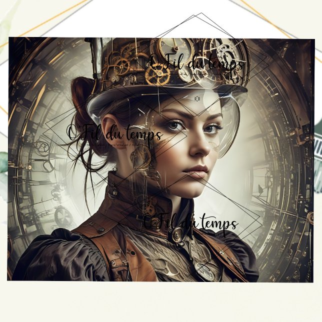 Papier Mousseline Steampunk Woman Decoupage vé3 (Créateur téléchargé)