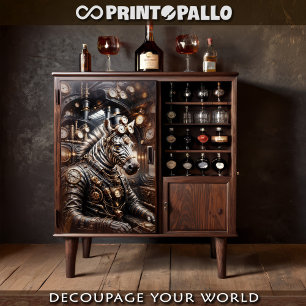 Papier Mousseline Steampunk zebra conduisant le train victorien