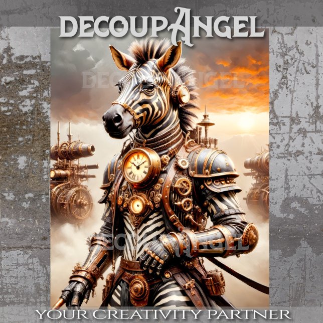 Papier Mousseline Steampunk Zebra - Découpage - (Créateur téléchargé)