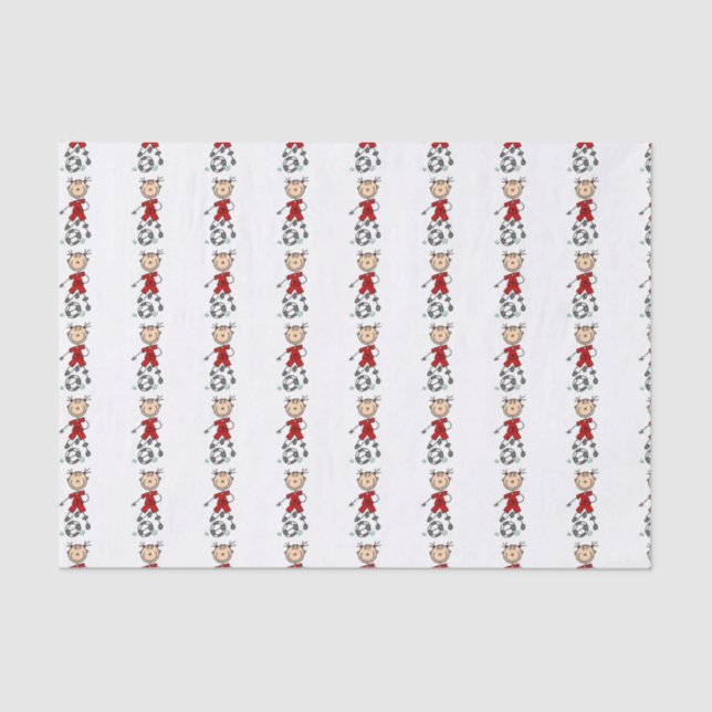 Papier Mousseline Stick Figure Soccer Rouge Uniforme Tissu Papier (Recto)