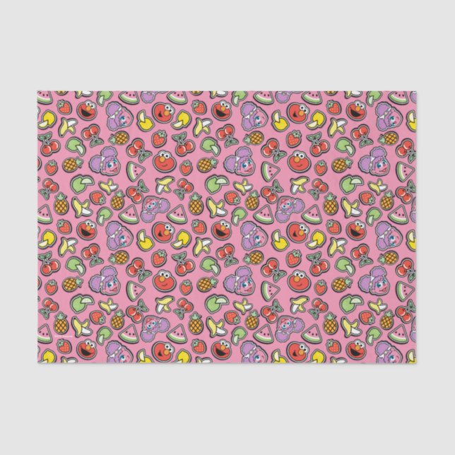 Papier Mousseline Sticker Fruit Elmo & Abby Cadabby Motif (Recto)
