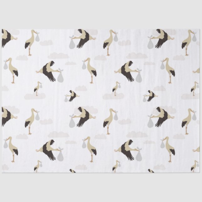 Papier Mousseline Stork Nouveau-né bébé garçon fille Motif (Recto)