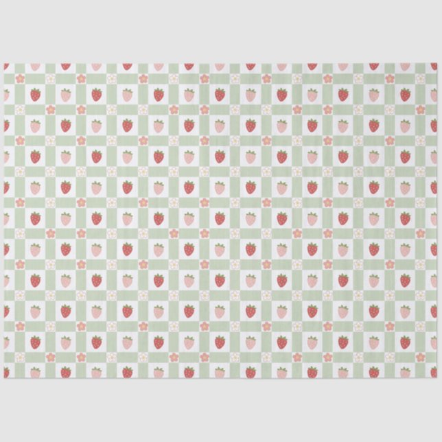 Papier Mousseline Strawberry Gingham Berry Themed (Recto)
