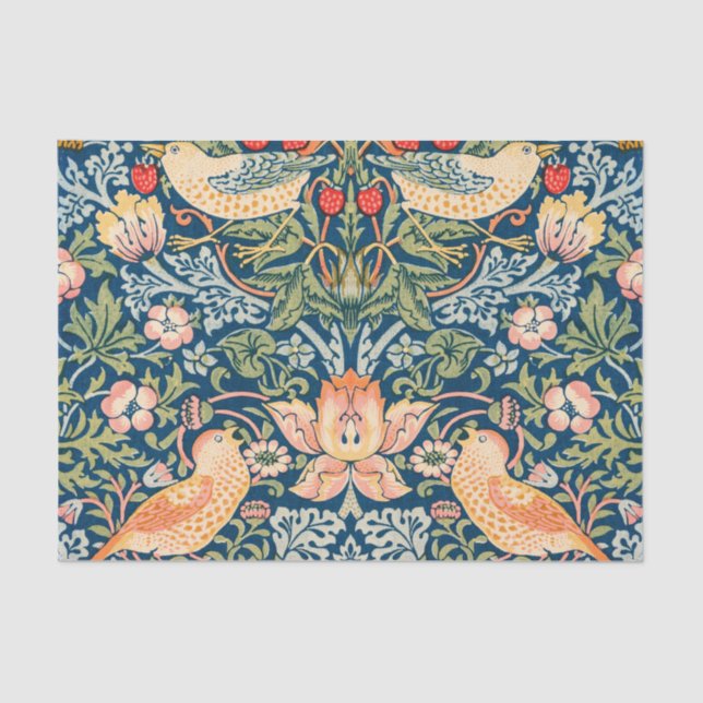 Papier Mousseline Strawberry Thief (1883) Art Motif Design (Recto)