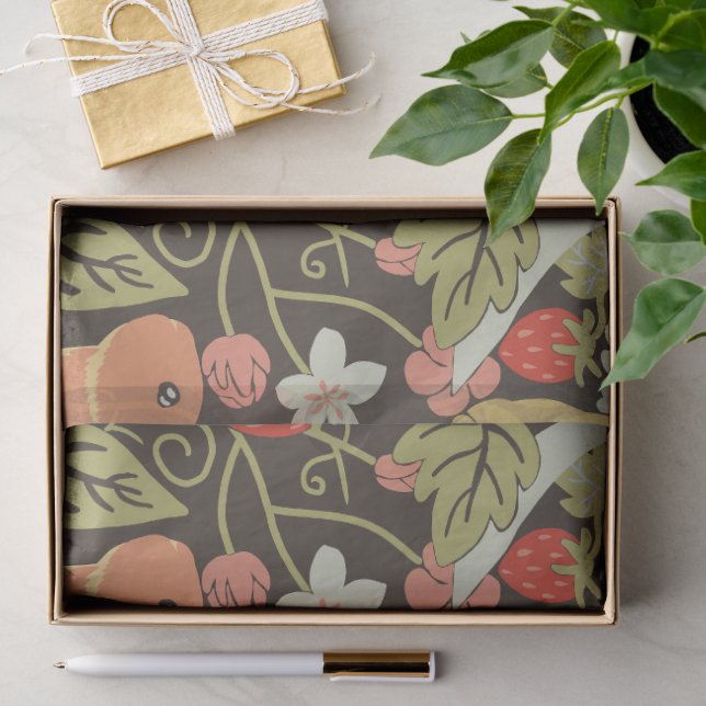 Papier Mousseline Strawberry thief Bunnies pattern (Cadeau)