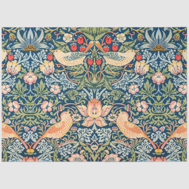 Papier Mousseline Strawberry Thief (par William Morris) (Recto)