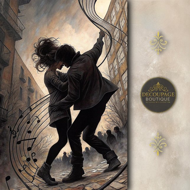 Papier Mousseline Street Dancers with Swirling Music Decoupage (Street Dancers with Swirling Music Decoupage Tissue Paper)