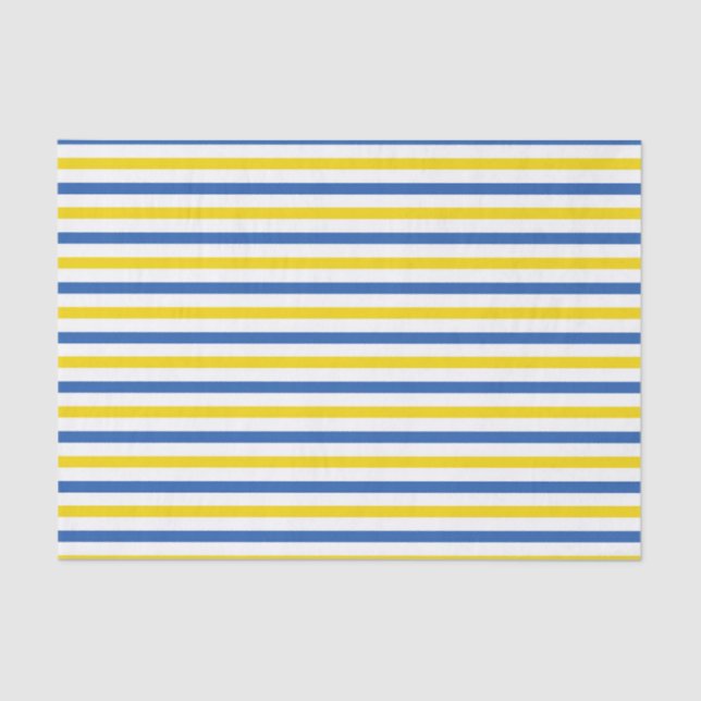 PAPIER MOUSSELINE STRIPES BLANCS JAUNES BLEUS (Recto)