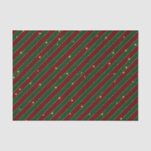 PAPIER MOUSSELINE STRIPES DIAGONALES ROUGES ET VERTS DE NOËL