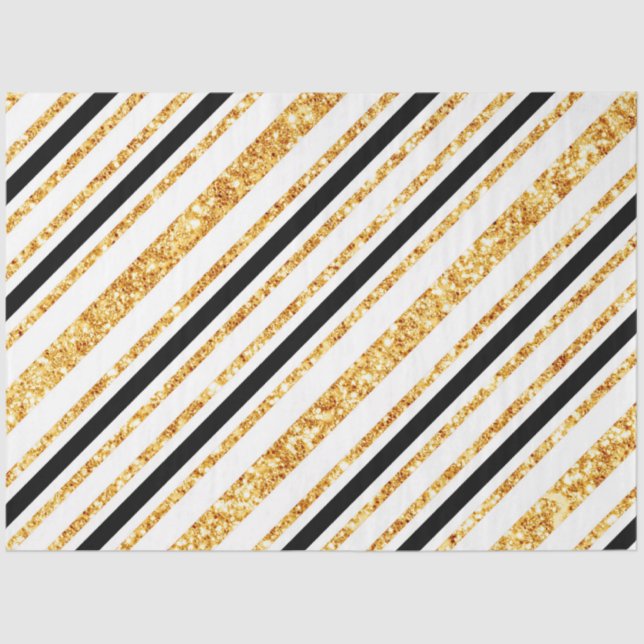 Papier Mousseline Stripes Gold Parties scintillant Black Boho Popula (Recto)