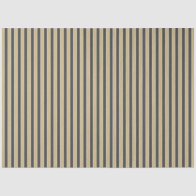 Papier Mousseline Stripes simples Motif Or noir Géométrique (Recto)