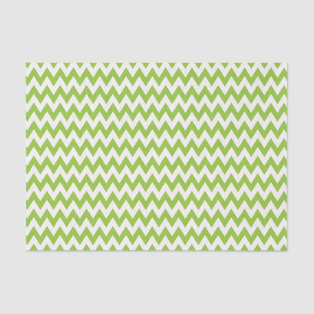 PAPIER MOUSSELINE STRIPES ZAG ZIG VERTES ET BLANCHES (Recto)