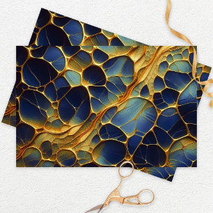 Papier Mousseline Structure organique artistique abstraite bleue et