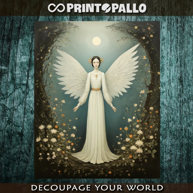 Papier Mousseline Style 1920 Angel avec fleurs (Créateur téléchargé)