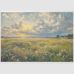 Papier Mousseline Style antique Delicate Fleur sauvage paysage de te