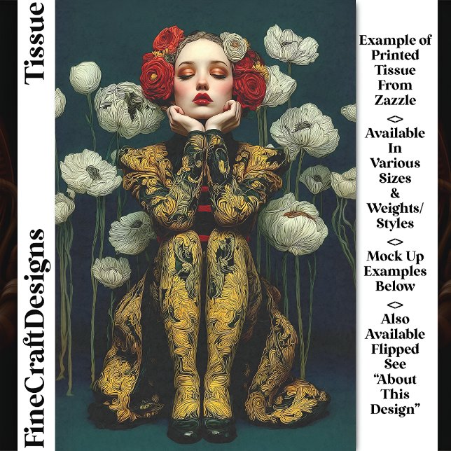 Papier Mousseline Style Art nouveau Portrait féminin DQ3R Découpage (Créateur téléchargé)