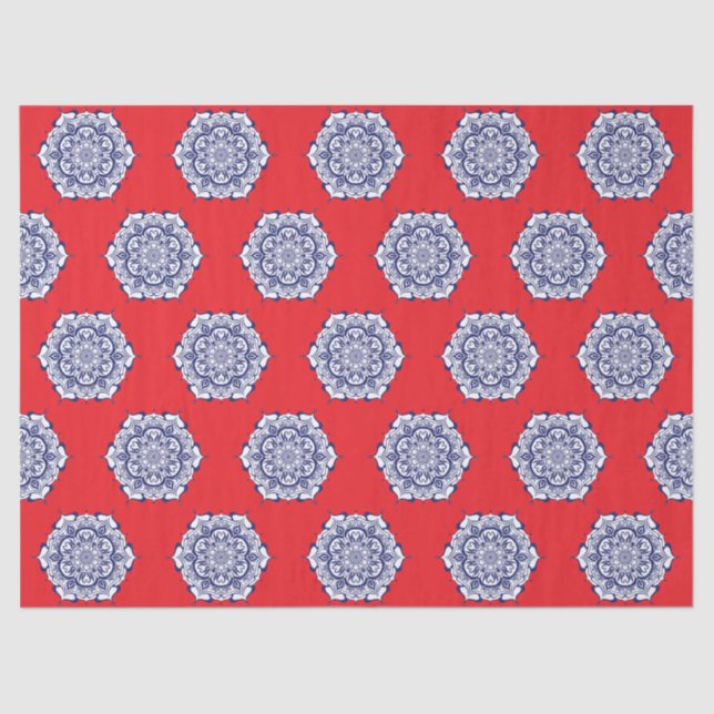 Papier Mousseline Style Chine bleue avec des créatures (Recto)