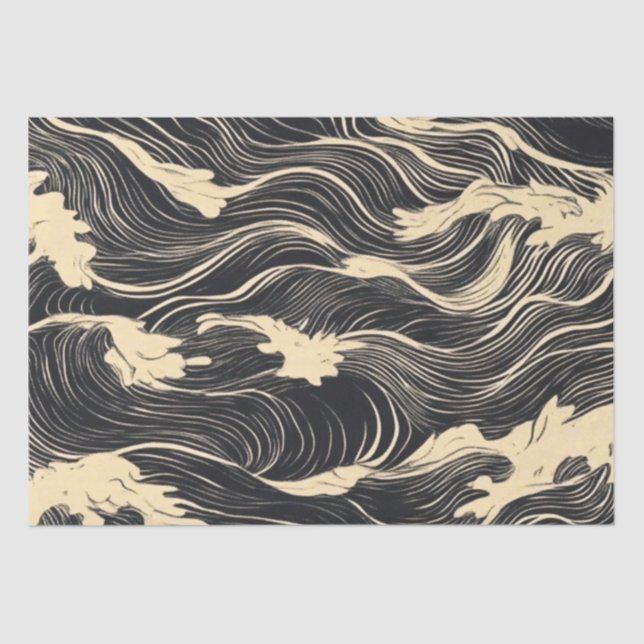 Papier Mousseline Style côtier Motif vague (Recto)