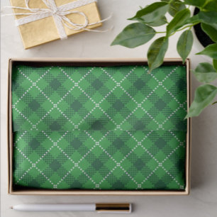 Papier Mousseline Style écossais Vert Blanc Plaid