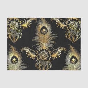 Papier Mousseline style ethnique paon plumes sans couture motif