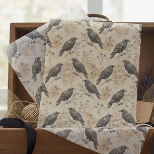 Papier Mousseline Style gothique, corbeau, dark academia, floral, vi