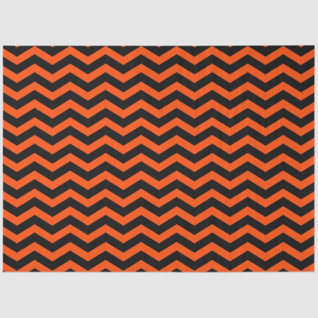 Papier Mousseline Style Halloween | Orange Black Chevron (Recto)