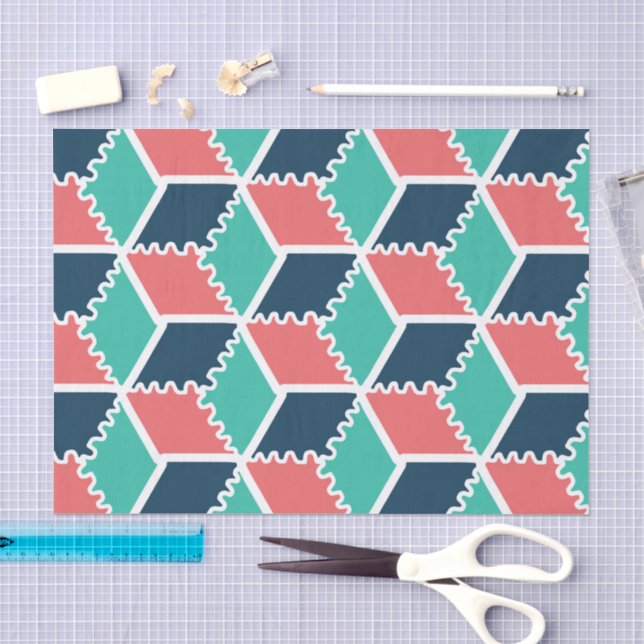 Papier Mousseline Style moderne Cube de couleur géométrique moderne (Artisanat)