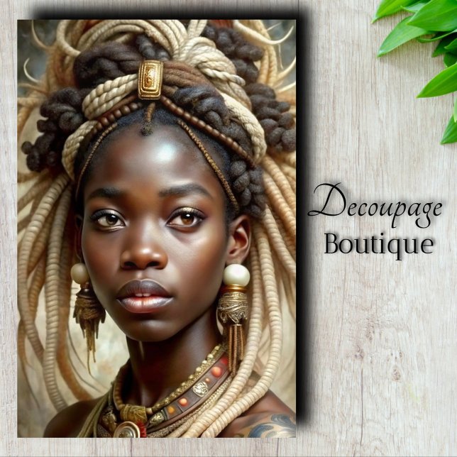 Papier Mousseline Style Queen Africain Art Découpage audacieux (African Queen Art Decoupage Tissue Paper)