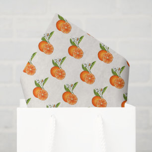 Papier Mousseline Style vintage aquarelle Orange sur écru