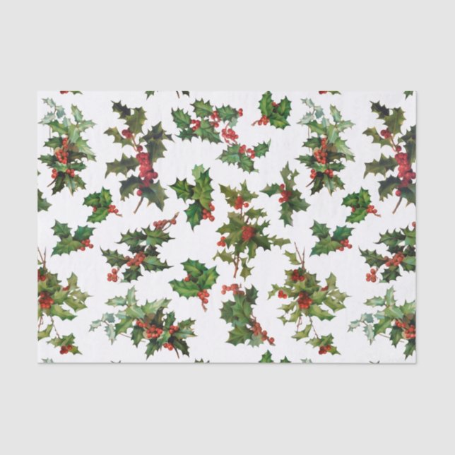Papier Mousseline Style Vintage Festif Holly (Recto)