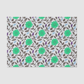 Papier Mousseline Style Vintage Neo Mint Chine Poppy Motif Floral