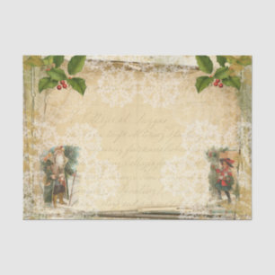 Papier Mousseline Style vintage Noël Père Noël, Enfant et Ecriture