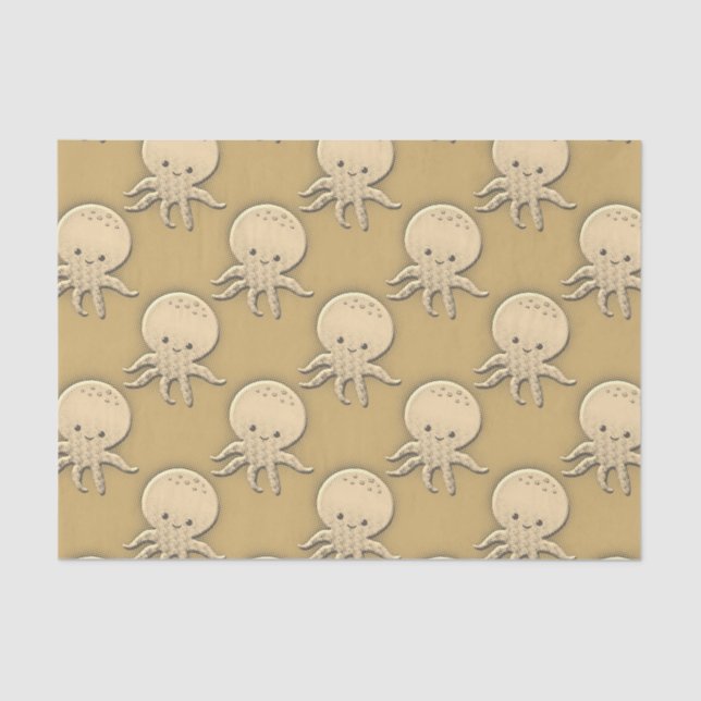Papier Mousseline Style vintage Sepia Baby Octopus (Recto)