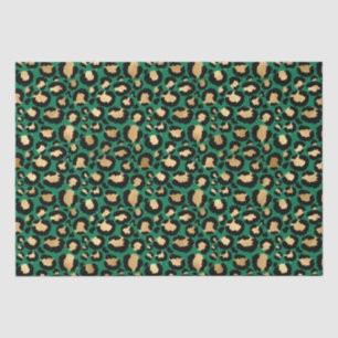 Papier Mousseline Stylish Green & Gold Foil Leopard Spots Safari