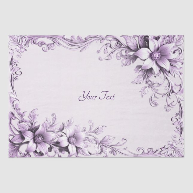 Papier Mousseline Stylish Purple Flowers Tissue Paper (Recto)