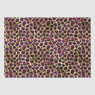 Papier Mousseline Stylish Purple & Gold Foil Leopard Spots Safari