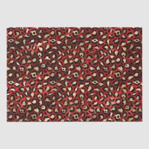 Papier Mousseline Stylish Red & Gold Foil Leopard Spots Safari