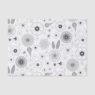 Papier Mousseline Subtile Motif de fleurs noires contemporaines