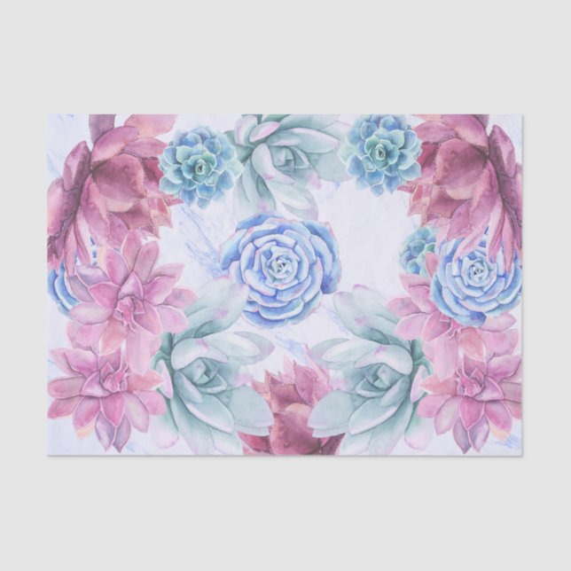 Papier Mousseline Succulents Moderne Chic Fête des mariées en marbre (Recto)